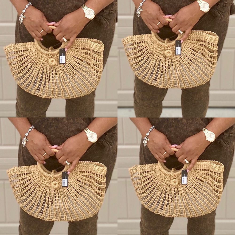 Straw Fan Handbag